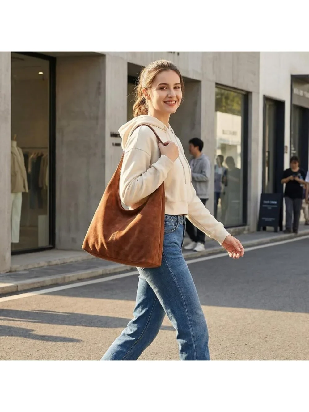 Soft Suede Slouchy Hobo Bag for Women | Casual Shoulder Tote Purse for Work